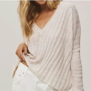 Anthropologie Pilcro V-Neck Boxy Rib Sweater Ivory L
